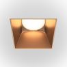 Spot incastrabil design tehnic Share alb, auriu mat 7,5x7,5cm