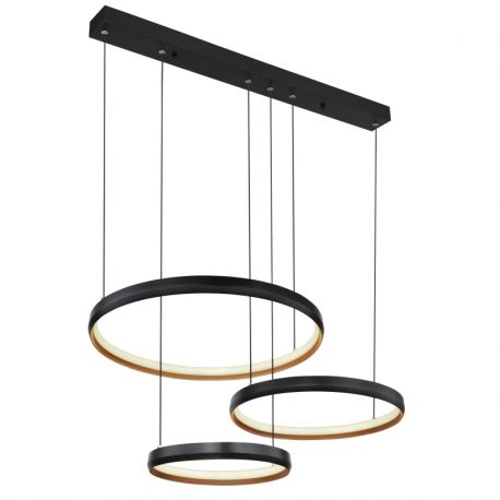 Pendule, Lustre suspendate - Lustra LED suspendata cu telecomanda design modern Halli negru, auriu