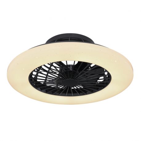 Lustre cu ventilator - Lustra LED cu ventilator si telecomanda design modern Travo negru