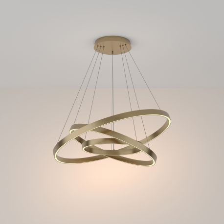 Pendule, Lustre suspendate - Lustra cu 3 inele LED design modern Rim alama 80cm, 3000K