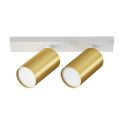 Aplica de perete / tavan cu 2 spoturi directionabile design tehnic Focus S alb, auriu mat