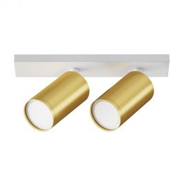 Plafoniere cu spoturi, Spoturi aplicate - Aplica de perete / tavan cu 2 spoturi directionabile design tehnic Focus S alb, aur...