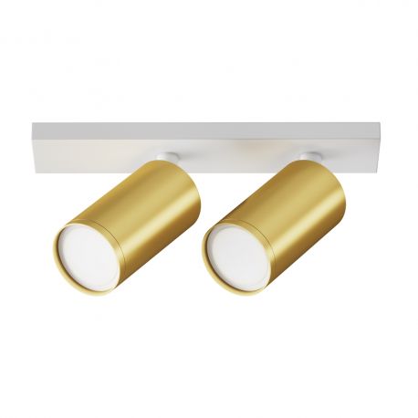 Plafoniere cu spoturi, Spoturi aplicate - Aplica de perete / tavan cu 2 spoturi directionabile design tehnic Focus S alb, aur...