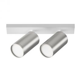 Plafoniere cu spoturi, Spoturi aplicate - Aplica de perete / tavan cu 2 spoturi directionabile design tehnic Focus S alb, arg...