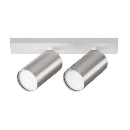 Plafoniere cu spoturi, Spoturi aplicate - Aplica de perete / tavan cu 2 spoturi directionabile design tehnic Focus S alb, arg...