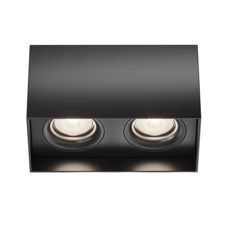 Plafoniere cu spoturi, Spoturi aplicate - Corp aplicat cu 2 spoturi design tehnic Slim negru