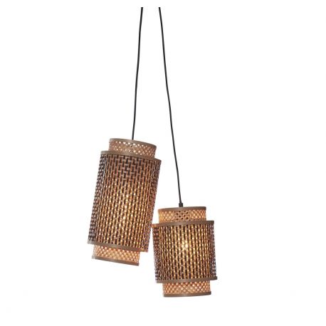 Pendule, Lustre suspendate - Lustra eco din bambus Bhutan/2-Shades bl/nat