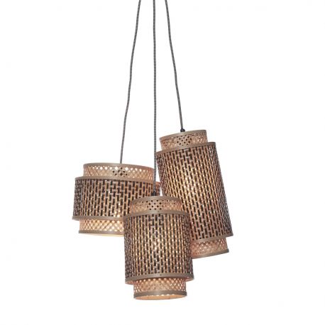 Pendule, Lustre suspendate - Lustra eco din bambus Bhutan/3-Shades bl/nat