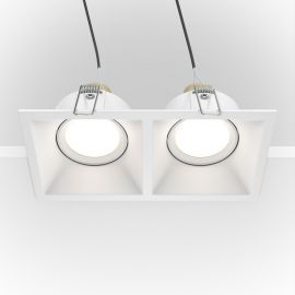 Plafoniere cu spoturi, Spoturi aplicate - Corp incastrabil cu 2 spoturi directionabile design tehnic Dot alb