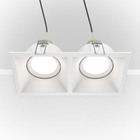 Plafoniere cu spoturi, Spoturi aplicate - Corp incastrabil cu 2 spoturi directionabile design tehnic Dot alb