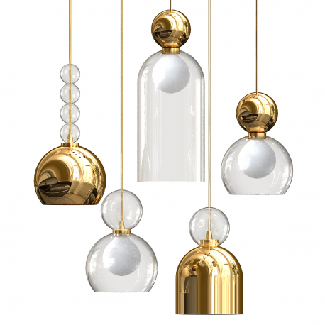 Pendule, Lustre suspendate - Lustra cu 5 pendule LED design Art Deco MEMORIA