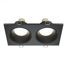 Plafoniere cu spoturi, Spoturi aplicate - Corp incastrabil cu 2 spoturi design tehnic Zoom negru
