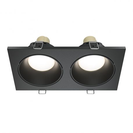 Plafoniere cu spoturi, Spoturi aplicate - Corp incastrabil cu 2 spoturi design tehnic Zoom negru