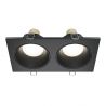 Corp incastrabil cu 2 spoturi design tehnic Zoom negru