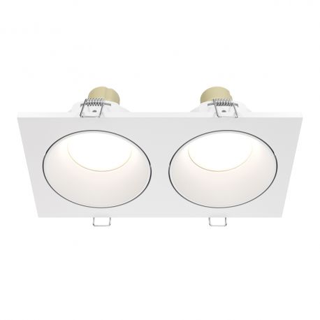 Plafoniere cu spoturi, Spoturi aplicate - Corp incastrabil cu 2 spoturi design tehnic Zoom alb