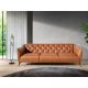 Canapele - Canapea 3 locuri din piele naturala capitonata Cowhide leather brown