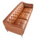 Canapele - Canapea 3 locuri din piele naturala capitonata Cowhide leather brown