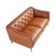 Canapele - Canapea 2 locuri din piele naturala capitonata Cowhide leather brown