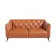 Canapele - Canapea 2 locuri din piele naturala capitonata Cowhide leather brown