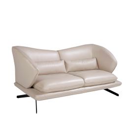 Canapea 2 locuri eleganta cu spatar original Cowhide leather taupe grey