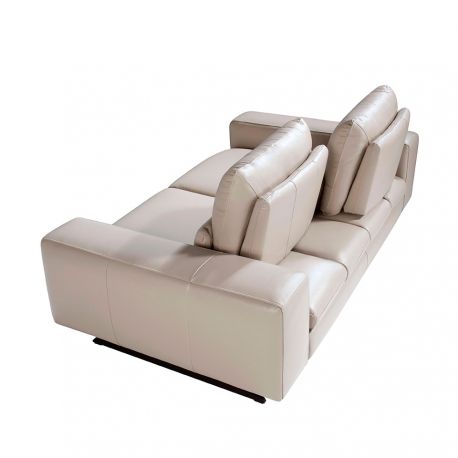 Canapele - Canapea 2 locuri eleganta cu spatar reglabil Cowhide leather taupe grey