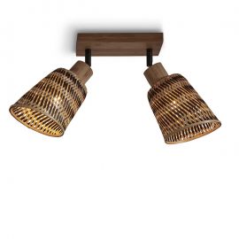 Plafoniere - Plafoniera eco din bambus Java 2-Shade nat/15x17, bl/nat