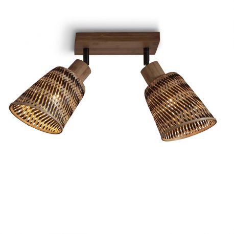 Plafoniere - Plafoniera eco din bambus Java 2-Shade nat/15x17, bl/nat