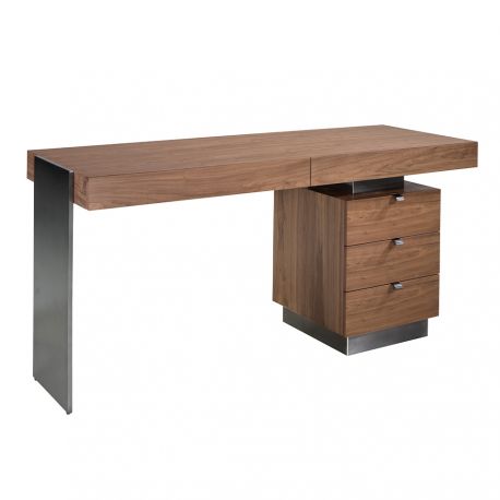 Birouri - Birou elegant design LUX furnir de nuc si otel Office Walnut