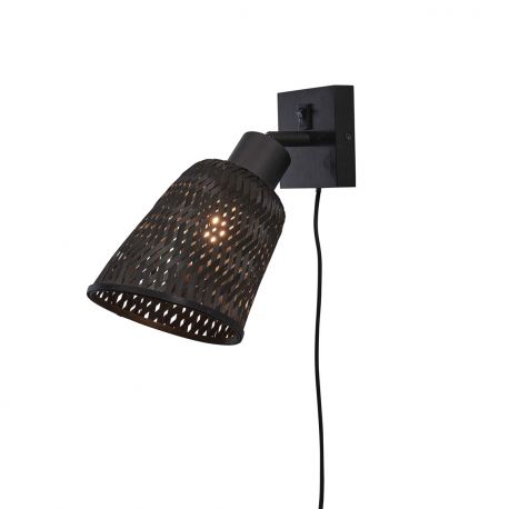 Aplice, corpuri de iluminat pentru pereti - Aplica de perete eco din bambus Java bl/15x17, black