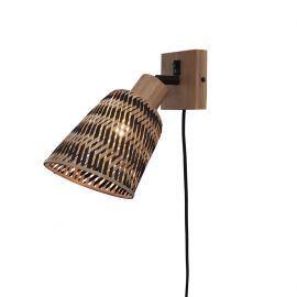 Aplice, corpuri de iluminat pentru pereti - Aplica de perete eco din bambus Java nat/15x17, bl./nat