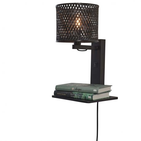 Aplice, corpuri de iluminat pentru pereti - Aplica de perete eco din bambus cu polita Java shelf bl./18x15, bl