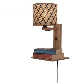 Aplice, corpuri de iluminat pentru pereti - Aplica de perete eco din bambus cu polita Java shelf nat/18x15, bl/nat