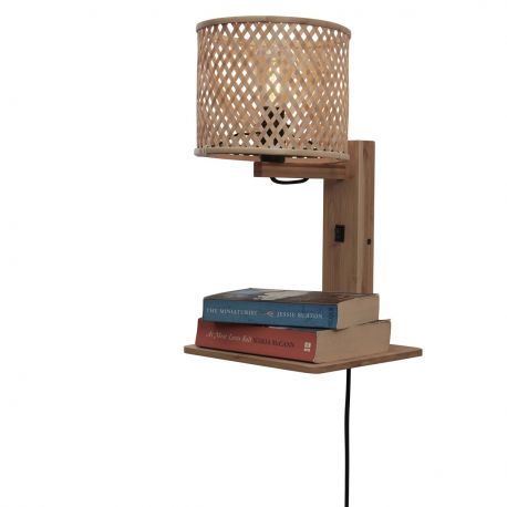 Aplice, corpuri de iluminat pentru pereti - Aplica de perete eco din bambus cu polita Java shelf nat/18x15, nat
