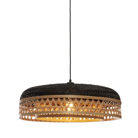 Pendule, Lustre suspendate - Lustra/Pendul eco din bambus Ubud double shade, bl/nat