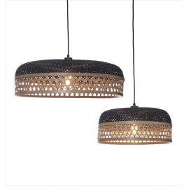 Pendule, Lustre suspendate - Lustra cu 2 Pendule eco din bambus Ubud single set/2, bl/nat