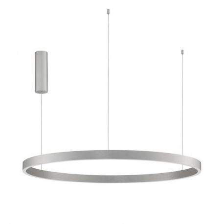 Pendule, Lustre suspendate - Lustra LED design circular cu iluminat sus si jos ELOWEN argintiu, diametru 98cm