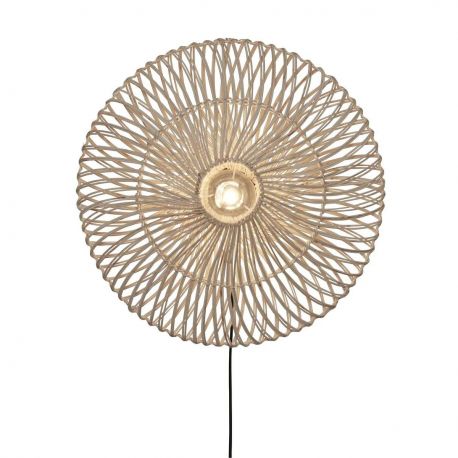 Aplice, corpuri de iluminat pentru pereti - Aplica de perete eco din ratan Zanzibar flat 55cm L, white