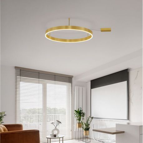 Lustre aplicate - Lustra/Plafoniera LED dimabila design circular MOTIF bronz 80cm