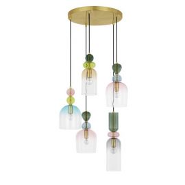 Pendule, Lustre suspendate - Lustra cu 5 Pendule design decorativ modern MURANO
