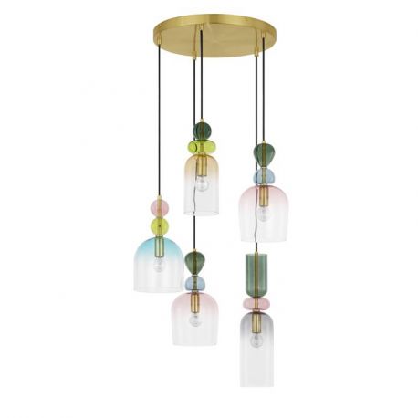 Pendule, Lustre suspendate - Lustra cu 5 Pendule design decorativ modern MURANO
