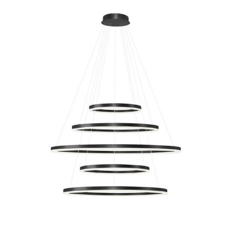 Candelabre, Lustre - Lustra XXL cu 5 inele LED si telecomanda HALO PENDANT BK 150+120+100+80+60 CCT