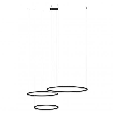 Candelabre, Lustre - Lustra cu 3 inele LED si telecomanda HALO PENDANT BK 120+100+80 CCT