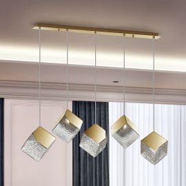 Pendule, Lustre suspendate - Lustra moderna cu 5 Pendule design decorativ Priscila aurie
