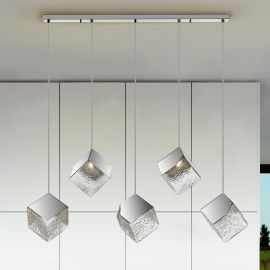Pendule, Lustre suspendate - Lustra moderna cu 5 Pendule design decorativ Priscila crom