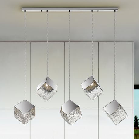 Pendule, Lustre suspendate - Lustra moderna cu 5 Pendule design decorativ Priscila crom