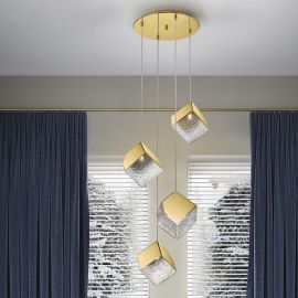 Pendule, Lustre suspendate - Lustra suspendata cu 4 Pendule design decorativ Priscila aurie