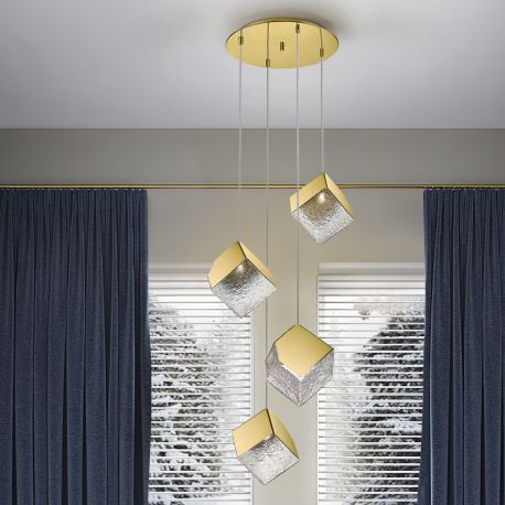 Pendule, Lustre suspendate - Lustra suspendata cu 4 Pendule design decorativ Priscila aurie