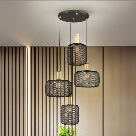 Pendule, Lustre suspendate - Lustra suspendata design decorativ modern Osiris 4 auriu/negru