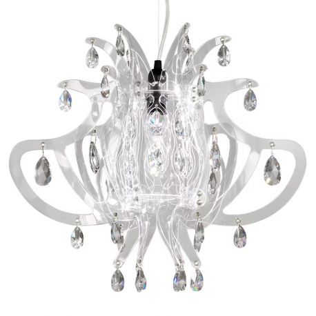 Candelabre, Lustre - Lustra cu cristale Scholer design unicat realizata manual Lillibet M alb