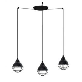 Pendule, Lustre suspendate - Lustra cu 3 Pendule design industrial Claire negru